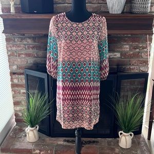 3/4 sleeve cute colorful dress.